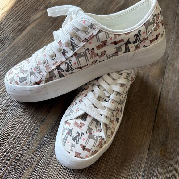 Cynthia Rowley Shoes - Cynthia Rowley Grey Brown Varied Dogs Tiny Hearts Platform Canvas Shoes women 10